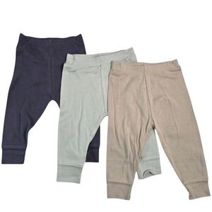 Cloud Island Infant Baby Pants 3 Pack Size NB-OM Blue/Lt Green/Lt Gray NWT